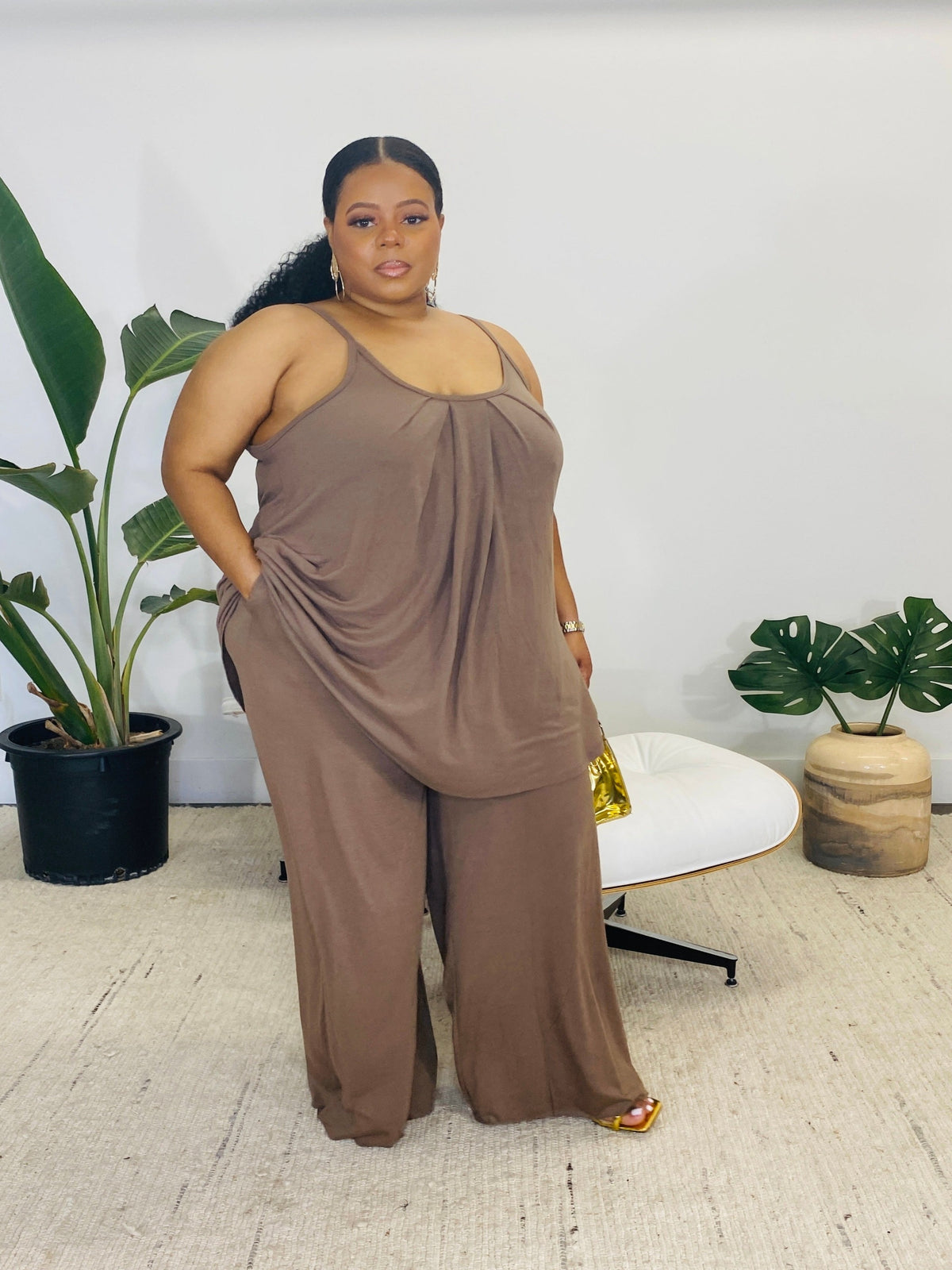 Cheyenne Wide-Leg Pant Set | Mocha