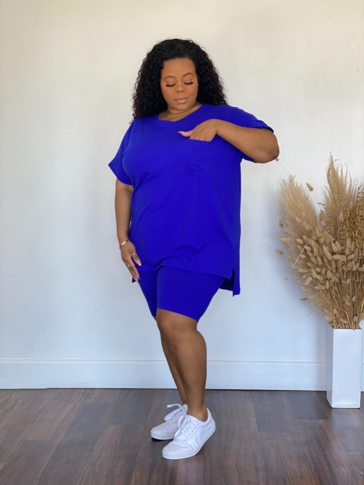 Serene Biker Short Set | Bright Blue