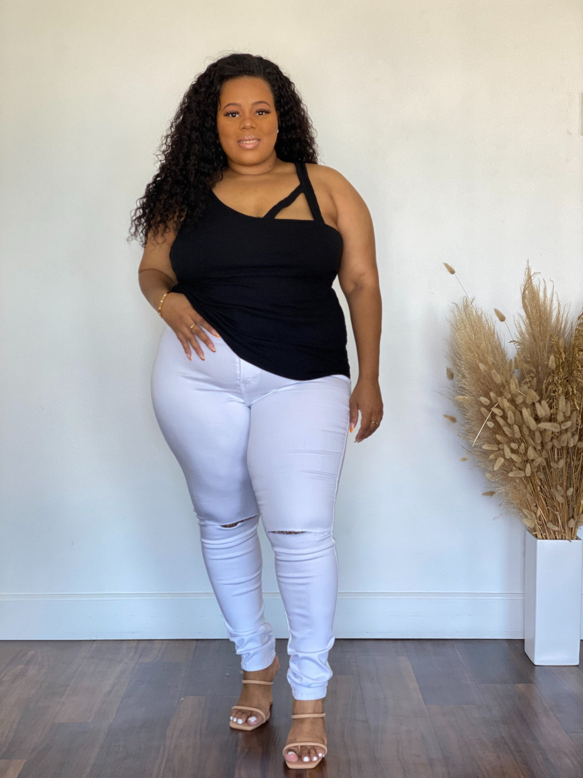 Felicity Distressed Skinny Jeans | White