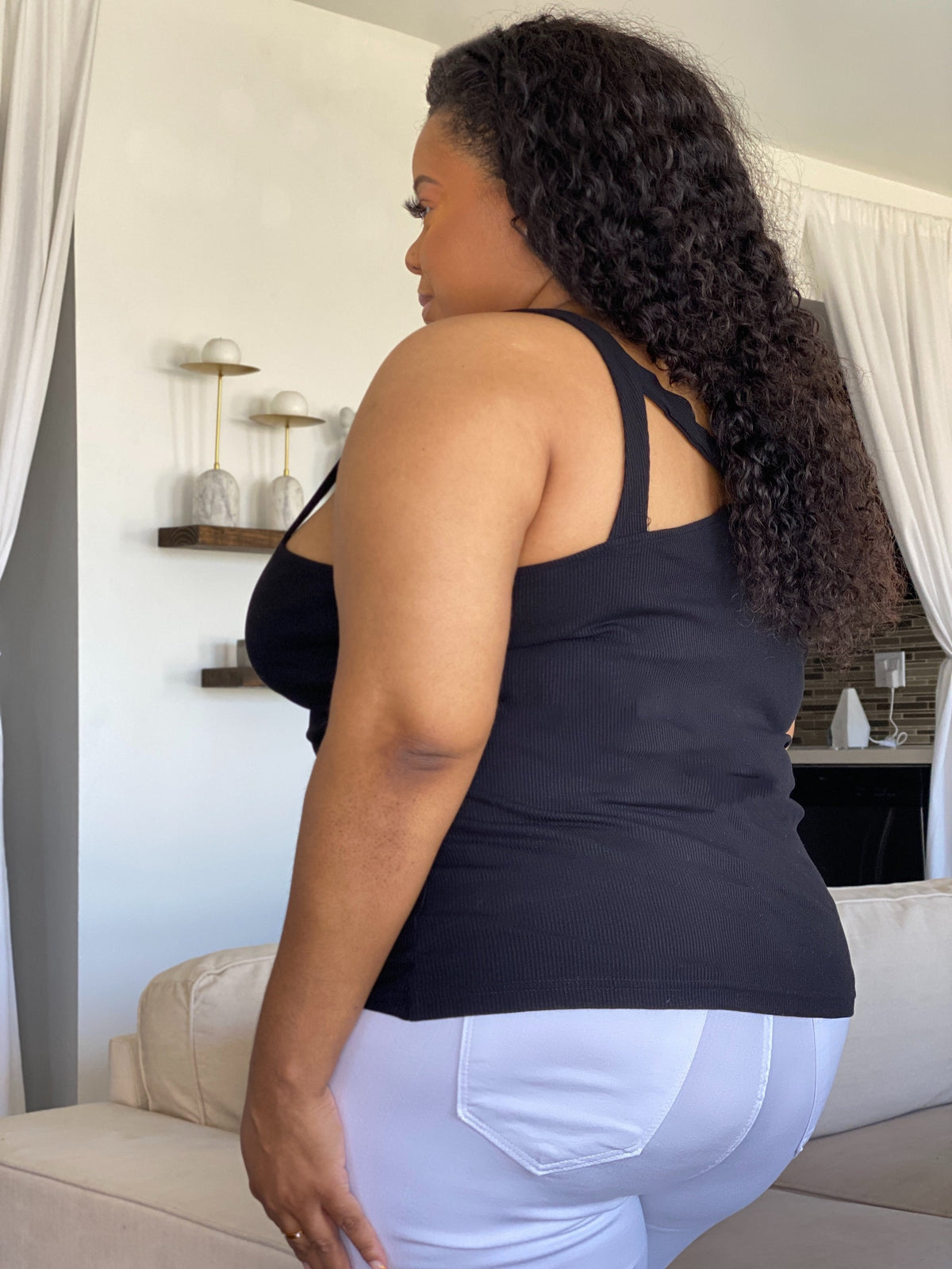 Livia Ribbed Tank Top | Black