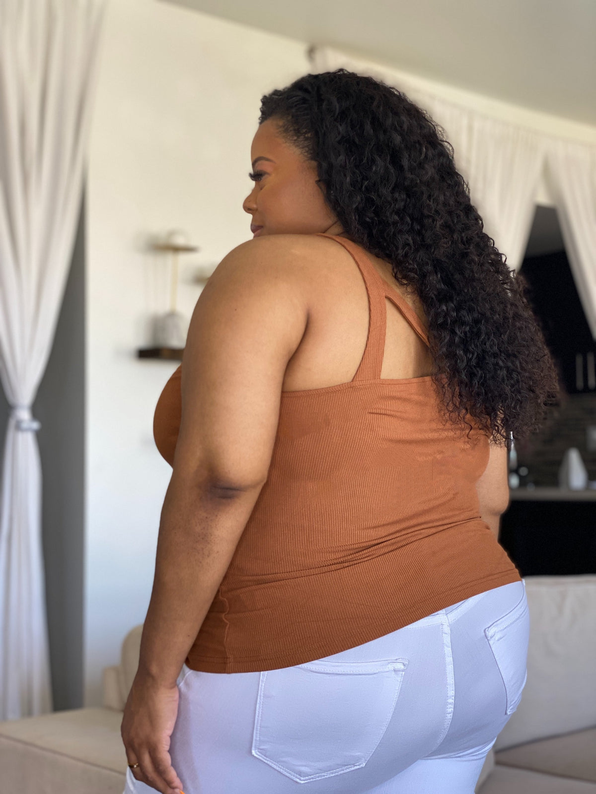 Livia Ribbed Tank Top | Camel